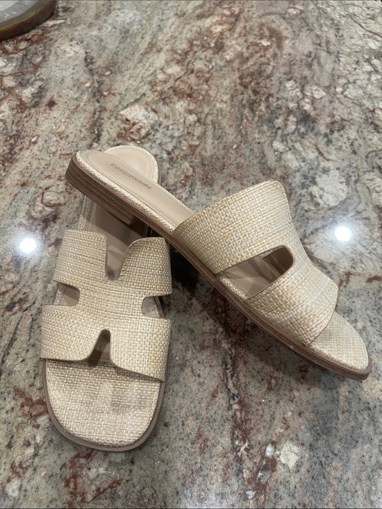 Christian Siriano Shoes - Christian Siriano Woven Neutral Slide Sandals - Beige S:11